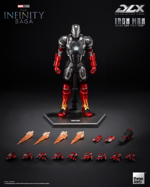 ThreeZero Marvel Studios Iron Man 3 The Infinity Saga DLX Iron Man Mark 22 (Hot Rod) 1/12 Scale Action Figure