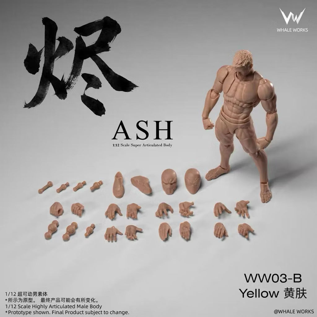 Whale Works (鲸工坊): 1/12 Scale Super Articulated Male Body – Ash (WW03 - All Color Variants)