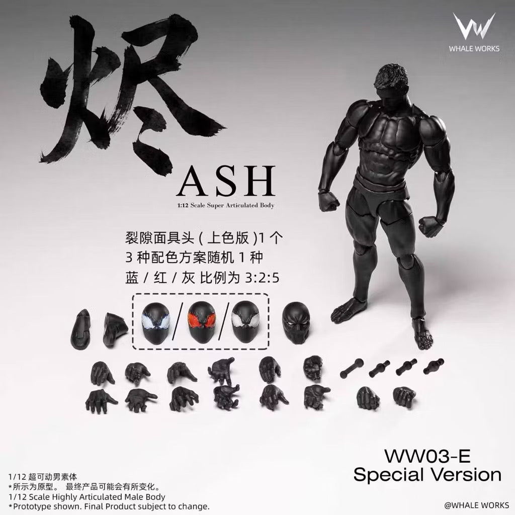 Whale Works (鲸工坊): 1/12 Scale Super Articulated Male Body – Ash (WW03 - All Color Variants)
