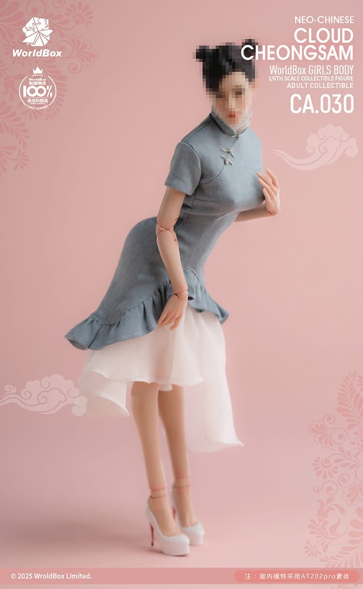 Worldbox CA030 1/6 New Chinese Style Denim Cloud Gauze Qipao Outfit (Shoes Not Included)