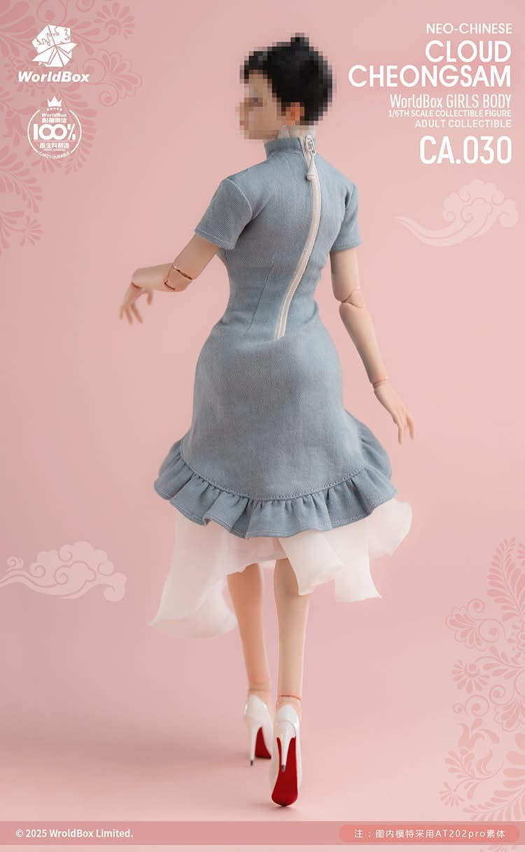 Worldbox CA030 1/6 New Chinese Style Denim Cloud Gauze Qipao Outfit (Shoes Not Included)