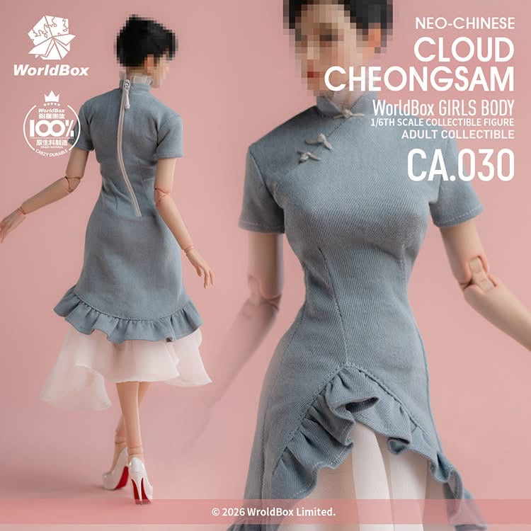 Worldbox CA030 1/6 New Chinese Style Denim Cloud Gauze Qipao Outfit (Shoes Not Included)