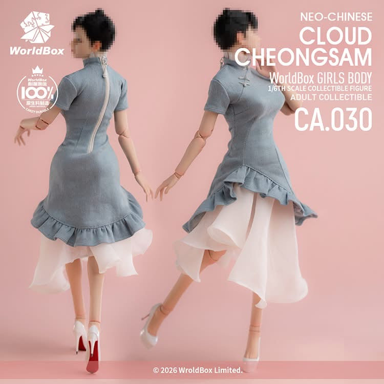 Worldbox CA030 1/6 New Chinese Style Denim Cloud Gauze Qipao Outfit (Shoes Not Included)