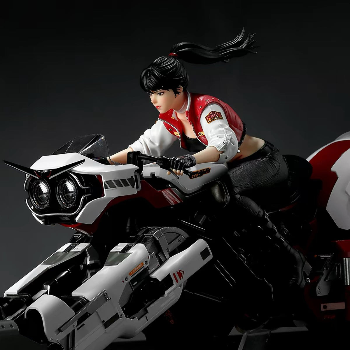 MENG Model: 1/9 Scale Ling Cage: Incarnation – Tilting Dual Front-Wheel All-Wheel Drive Motorcycle w/ Ran Bing Rider Set