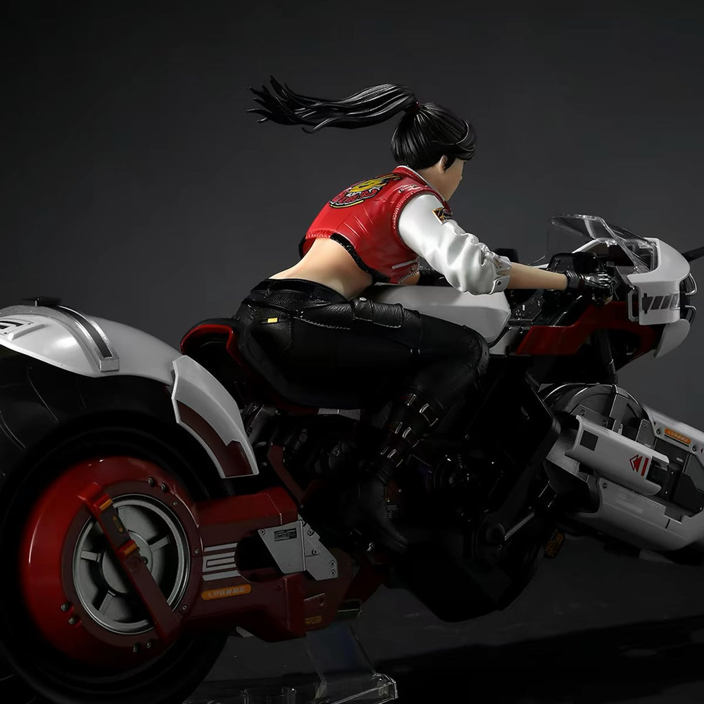MENG Model: 1/9 Scale Ling Cage: Incarnation – Tilting Dual Front-Wheel All-Wheel Drive Motorcycle w/ Ran Bing Rider Set