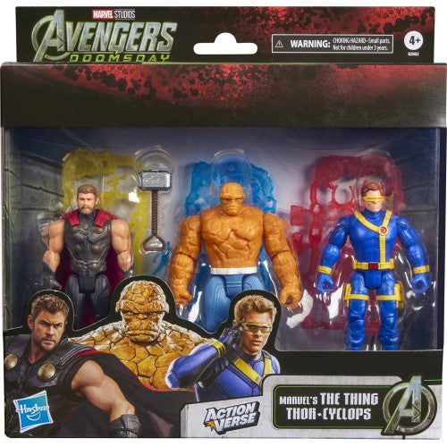 Avengers Doomsday – Action Verse 3-Pack (Thor, The Thing, Cyclops) [4-Inch Scale]