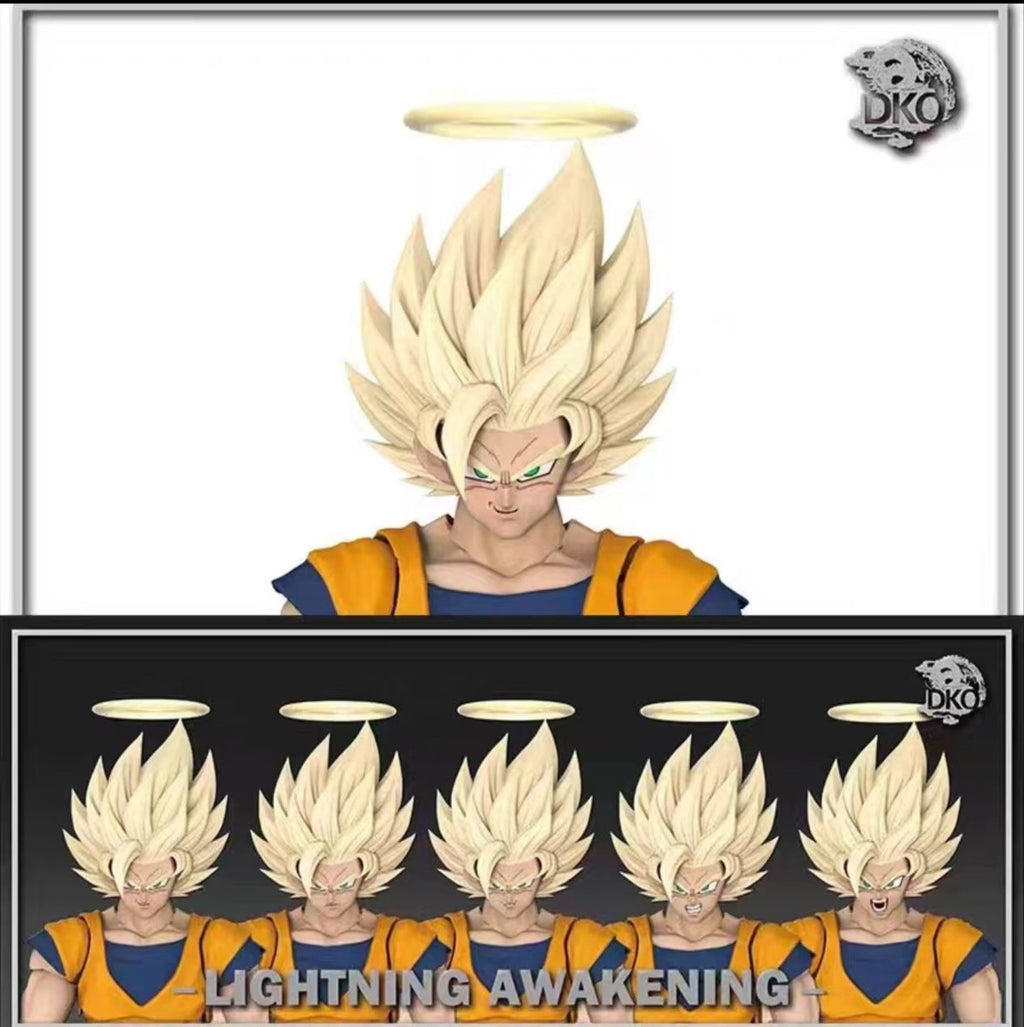 DKO Studio: Version #B Dragon Ball Z – Lightning Awakening Super Saiyan 2 Goku [1/12 Scale Head Sculpt Set]